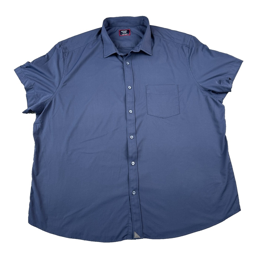UNTUCKit Men's Button Down Shirt XXL Blue Short Sleeve Performance Stretch